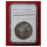 1874 CC Trade Silver Dollar  - Chopmarks  ***