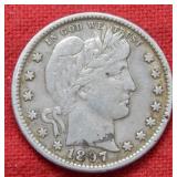 1897 Barber Silver Quarter