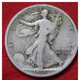 1916 S OBV Walking Liberty Silver Half Dollar