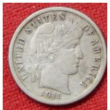 1911 D Barber Silver Dime