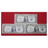 (3) 1935 E $1 Silver Certificate Star Notes