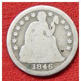 1846 Seated Liberty Silver Dime
