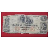 1856 Bank of Florence $1 Bank Note