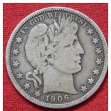 1906 Barber Silver Half Dollar