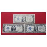 (3) 1928 A $1 Silver Certificates