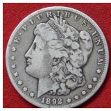 1892 CC Morgan Silver Dollar