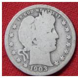 1903 S Barber Silver Quarter