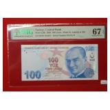 2009 Turkey 100 Lirasi PMG 67 EPQ