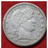 1903 Barber Silver Quarter
