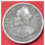 1904 Panama Silver 5 Centavos