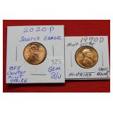 2020 P and 1970 D Lincoln Cents Mint Error