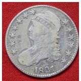 1821 Bust Silver Half Dollar   --- Scratches