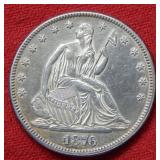 1876 Seated Liberty Silver Half Dollar