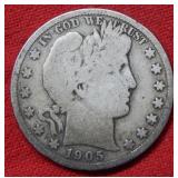 1905 S Barber Silver Half Dollar