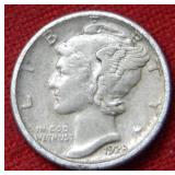 1928 S Mercury Silver Dime