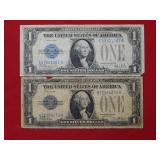 (2) 1928 B $1 Silver Certificates