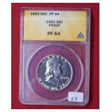 1952 Franklin Silver Half ANACS PF64