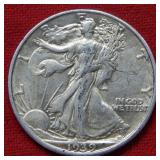 1939 S Walking Liberty Silver Half Dollar Coin