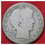1892 S Barber Silver Half Dollar Coin