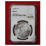 1878 S Morgan Silver Dollar NGC  MS61