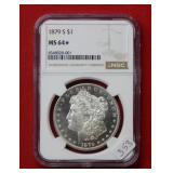 1879 S Morgan Silver Dollar NGC MS64*