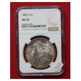 1882 S Morgan Silver Dollar NGC MS63