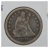 1861 Seated Liberty Silver Half Dollar