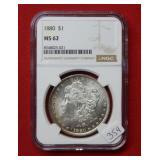 1880 Morgan Silver Dollar NGC MS62