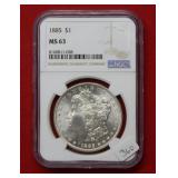 1885 Morgan Silver Dollar  NGC MS63