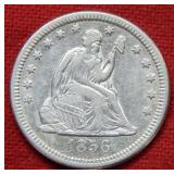 1856 O Seated Liberty Quarter "No Motto"