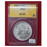 1889 Morgan Silver Dollar ANACS AU55