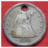 1875 Twenty Cent Piece - Holed