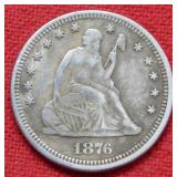1876 Seated Liberty Quarter