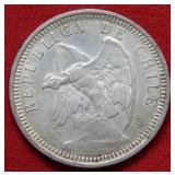 1927 Chile 5 Pesos Coin