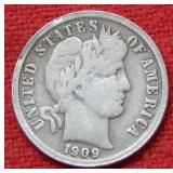 1909 O Barber Silver Dime