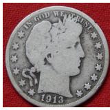 1913 Barber Silver Quarter