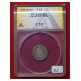 1875 CC Seated Liberty Dime ANACS F12