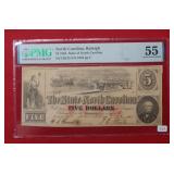 1863 $5 State of North Carolina Note PMG55
