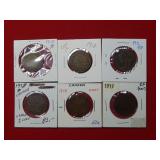 (6) Canada Large Cents 1911-1912-1917-1916-1919 &