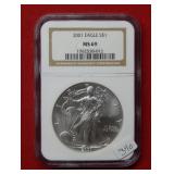 2001 American  Eagle NGC MS69 1 Ounce Silver