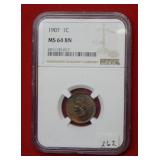 1907 Indian Head Cent NGC MS64 BN