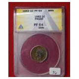 1882 Indian Head Cent ANACS PF64 BRN