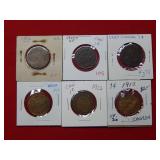 (6) Canada Large Cents 1906-1907-1909-1911-1912 &