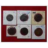 (6) Canada Large Cents 1859-1864-1896-1900-1901 &