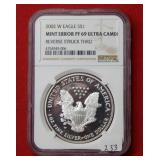2002 W Silver Eagle NGC Mint Error PF69 UltraCameo