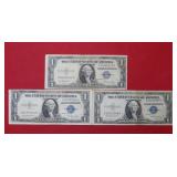 (3) 1935 E $1 Silver Certificates