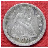 1850 Seated Liberty Dime