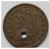 1832 Bust Half Cent - Holed