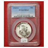 1949 S Franklin Silver Half PCGS MS62