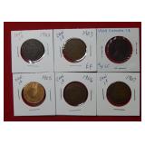 (6) Canada Large Cents 1902-1903-1904-1905-1906 &
